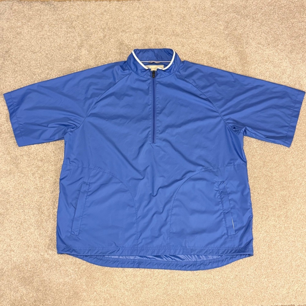 Donald Ross Windshirt Mens XL Blue Short Sleeve Half Zip‎ Golf Pullover Jacket